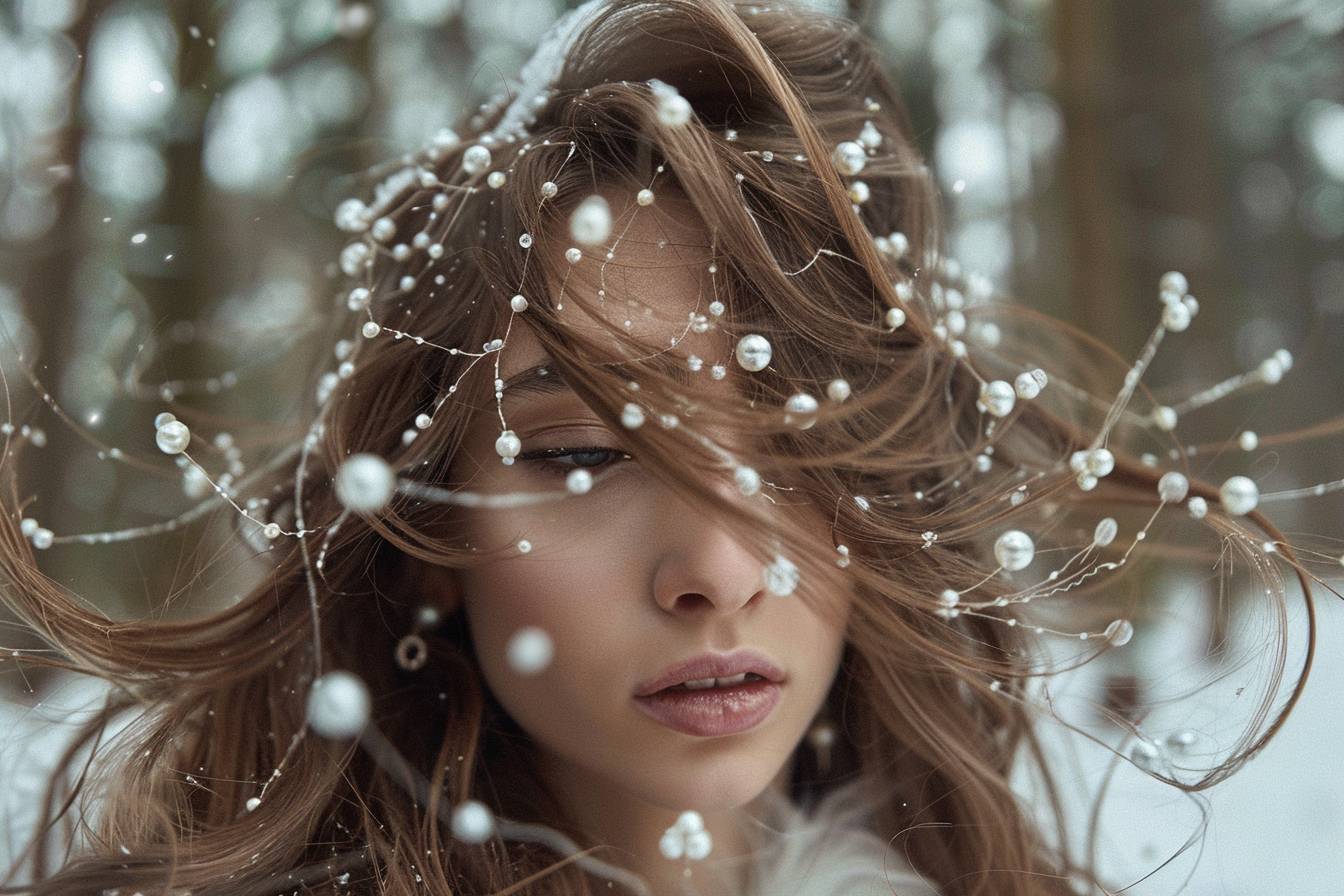 15 idées de coiffures avec accessoires hivernaux (perles