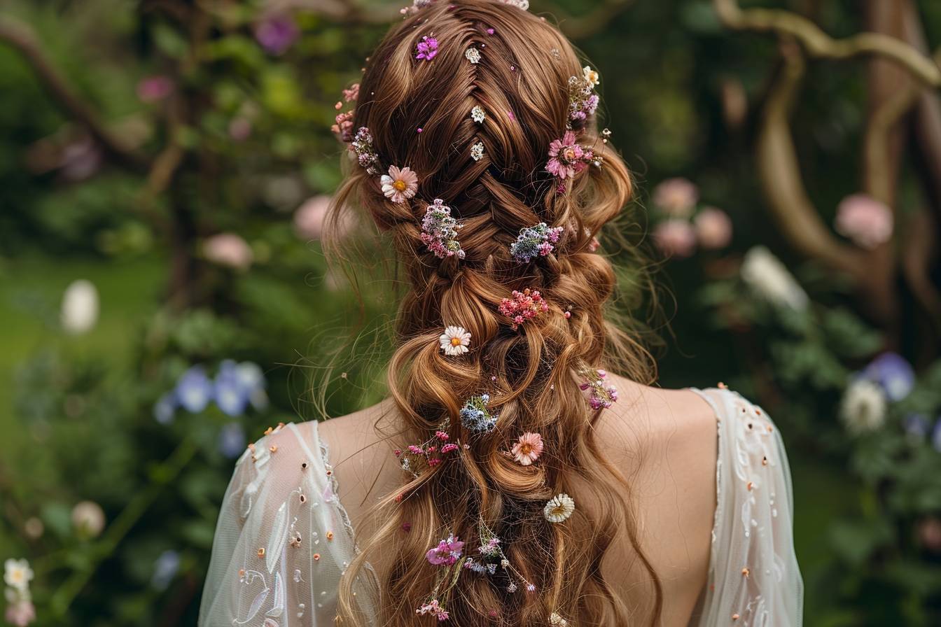 15 idées de coiffures de mariage avec des fleurs de saison