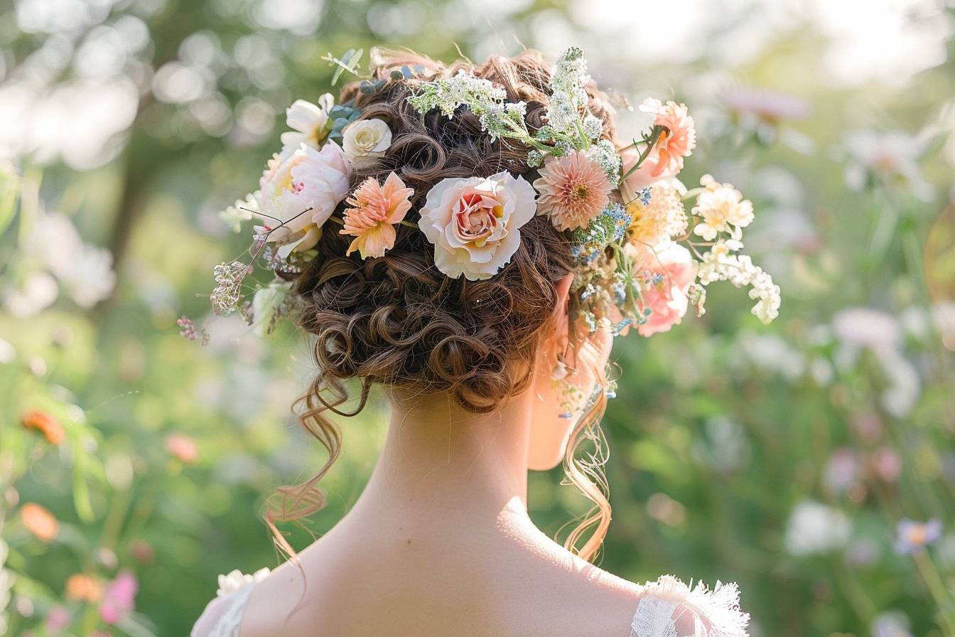 Comment intégrer des couronnes de fleurs dans un chignon de mariage ?